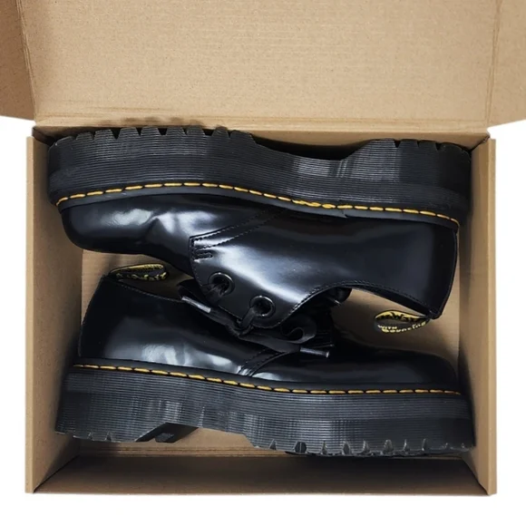 Dr.Martens Holly Platform Oxford In Black Patent Leather Size 9 - Picture 14 of 16